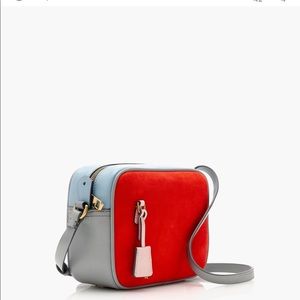 NWT J. Crew Blue & Pink Leather, Orange Suede Colorblock Crossbody